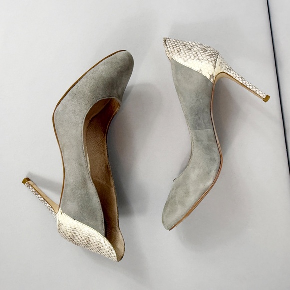 LOUISE ET CIE GREY SUEDE & SNAKE HEELS - Picture 7 of 13